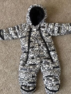 Mackage Black and White Printed Kids Snowsuit